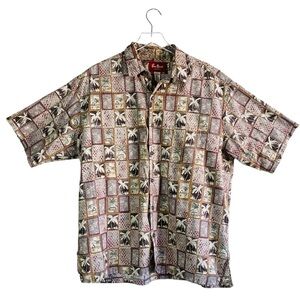 Pau Hana Tropical Hawaiian Short Sleeve Button Up Shirt Size XL